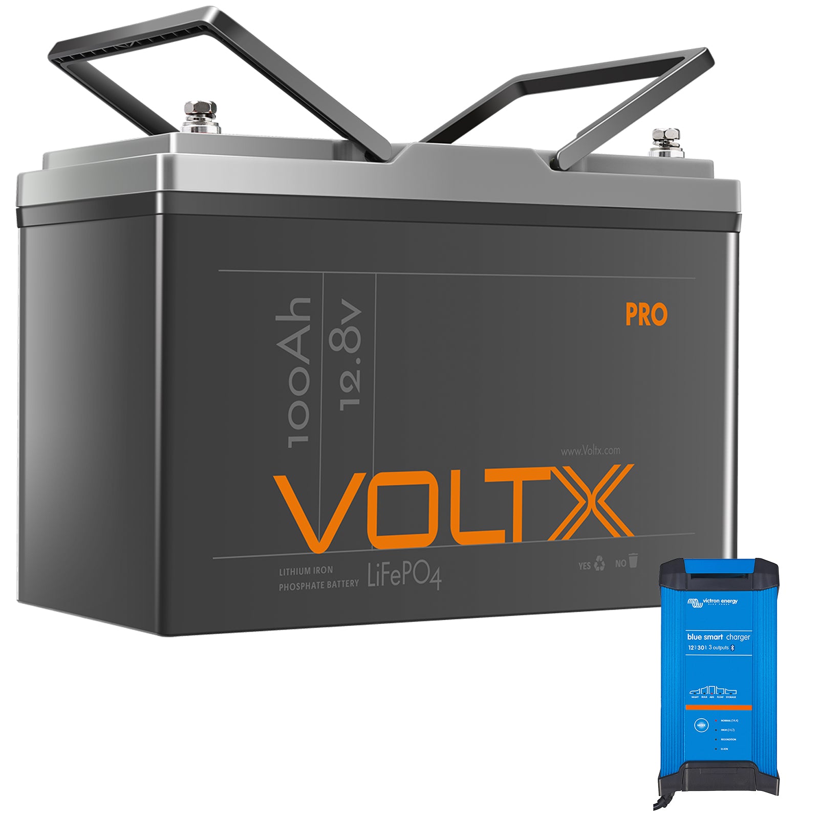 VoltX 12V 100Ah Pro LiFePO4 Battery + Victron Smart Charger Bundle