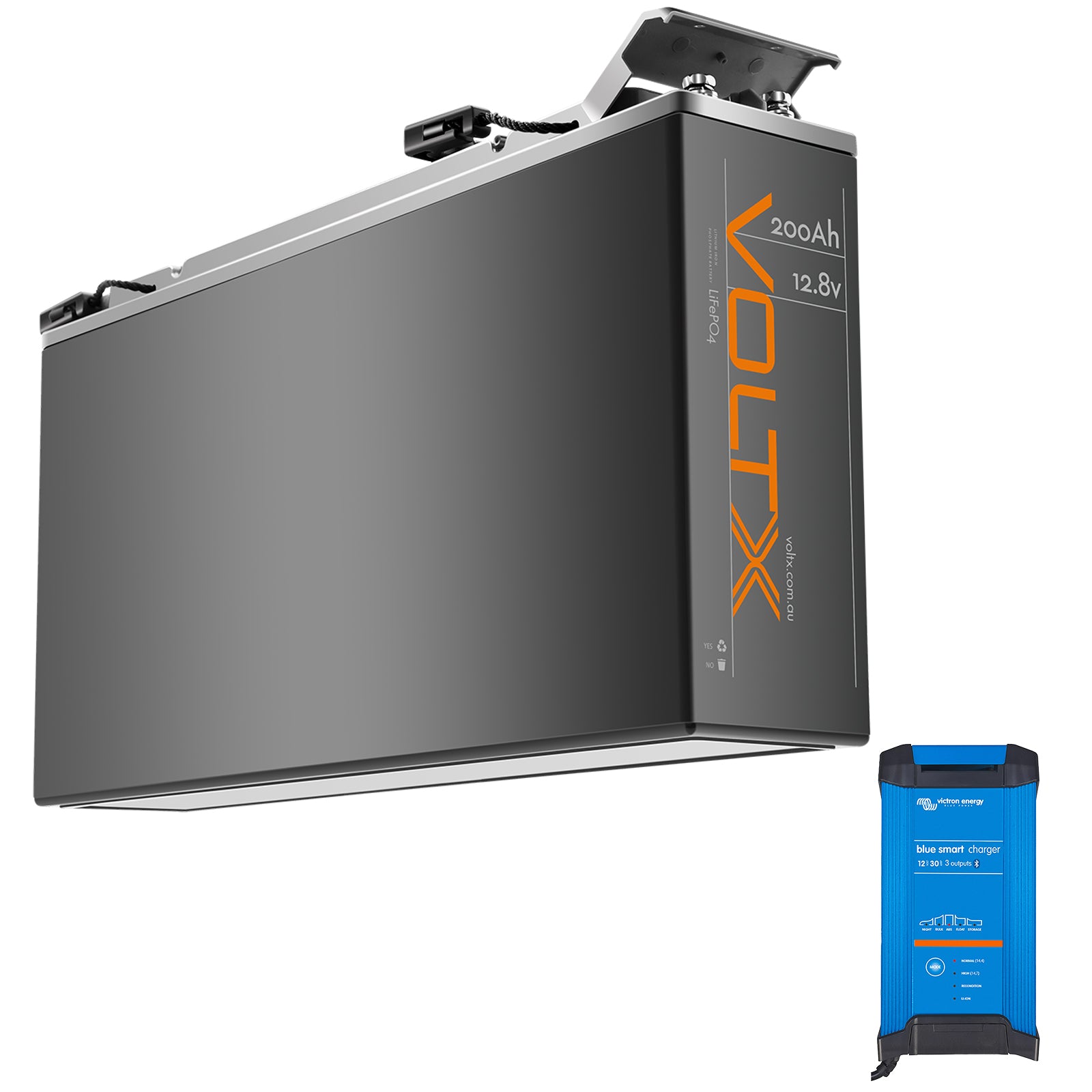 VoltX 12V 200Ah Slim LiFePO4 Battery + Victron Smart Charger Bundle
