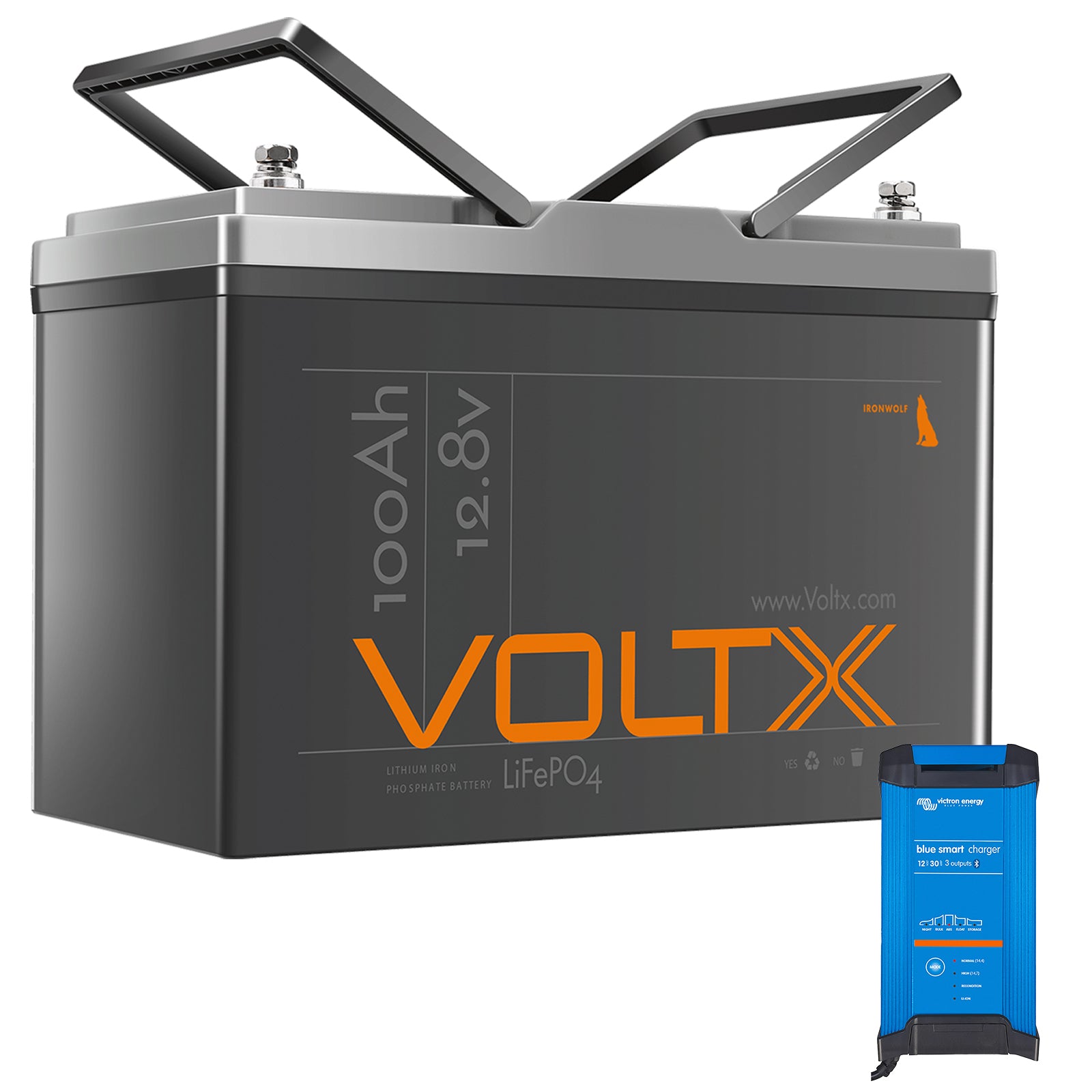 VoltX 12V 100Ah PLUS LiFePO4 Battery + Victron Smart Charger Bundle