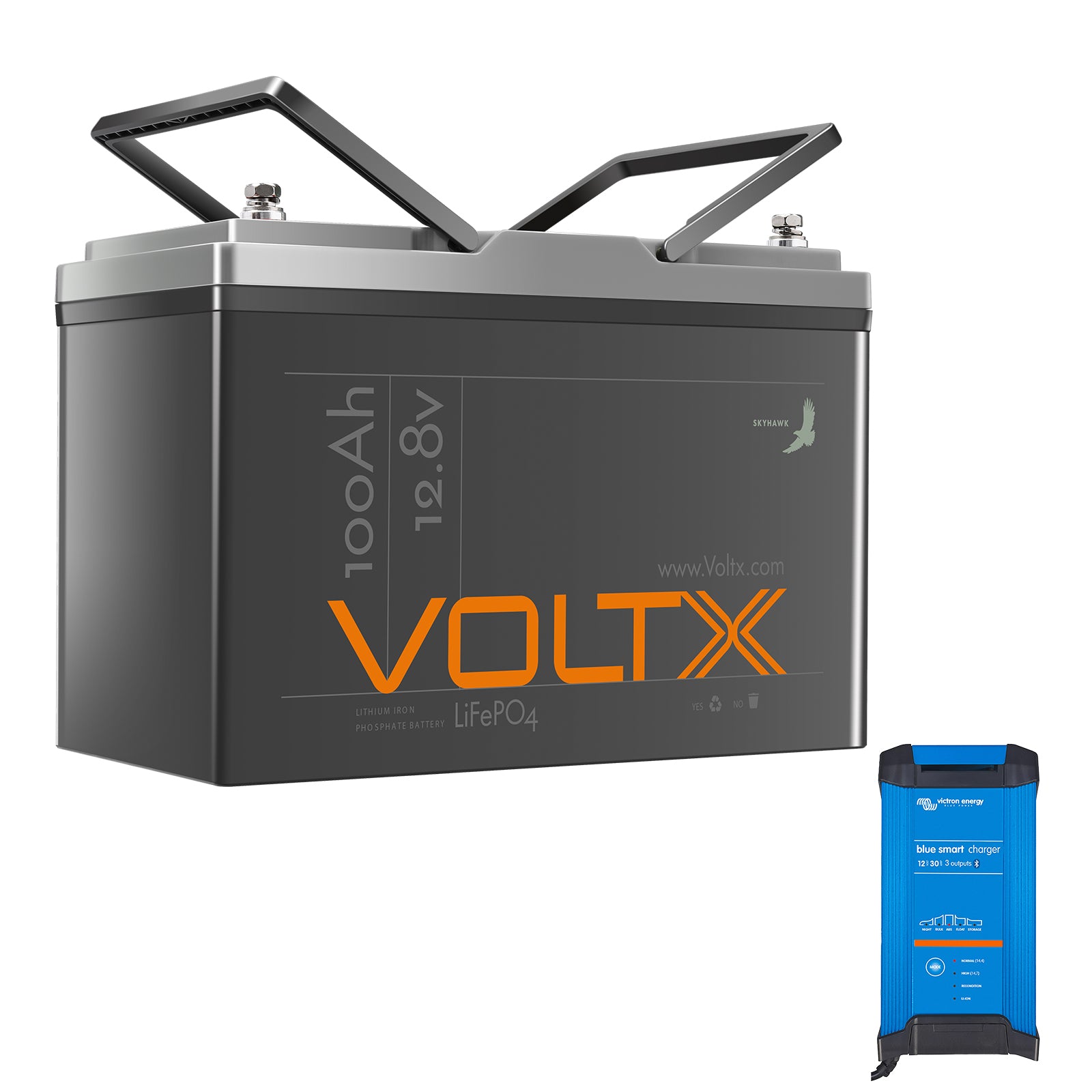 VoltX 12V 100Ah LiFePO4 Battery + Victron Smart Charger Bundle