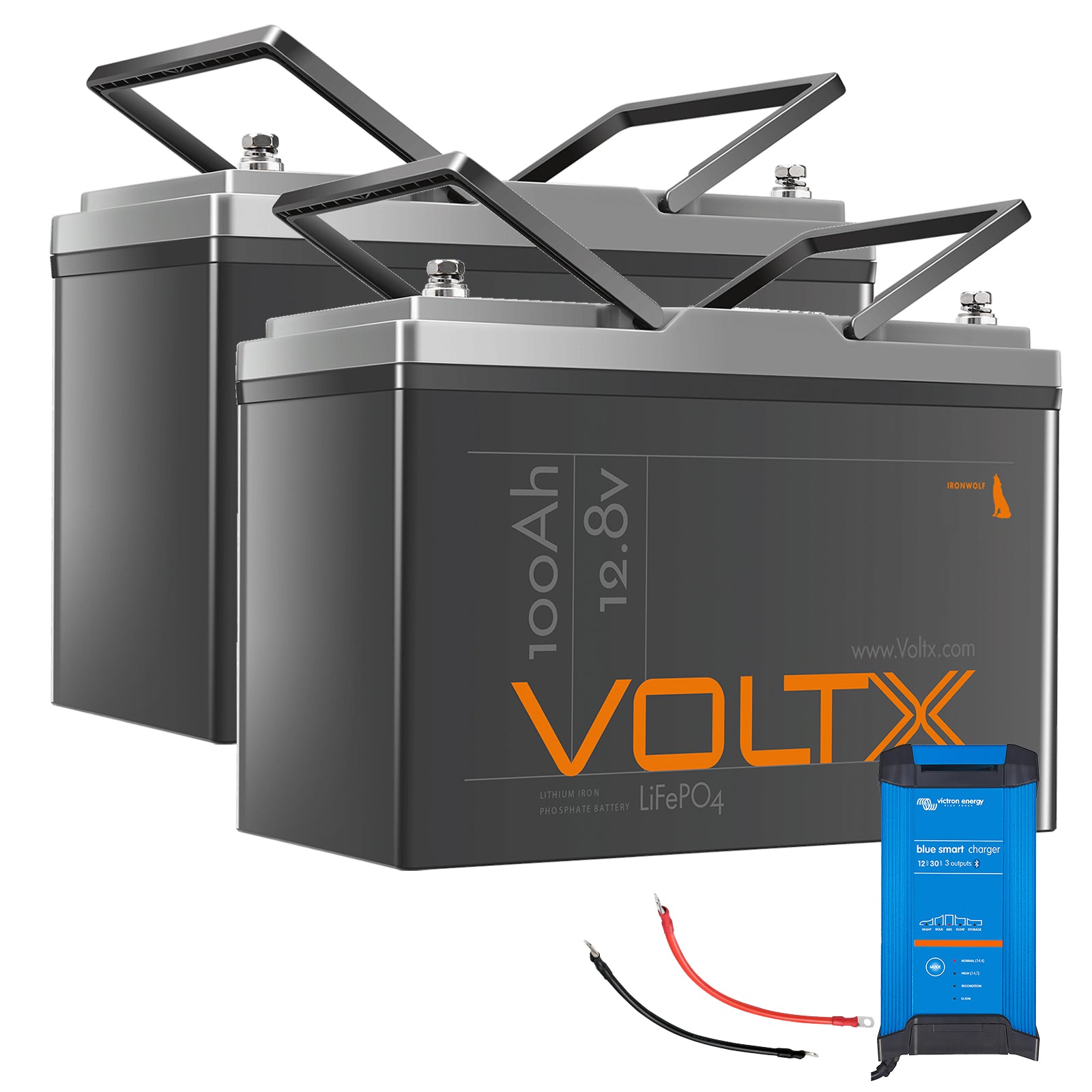 VoltX 12V 100Ah PLUS LiFePO4 Battery 2x + Victron Smart Charger Bundle